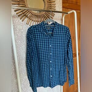 J Crew Men’s Mercantile Flex Slim Fit Dusty Blue Plaid Button Up Collared Shirt